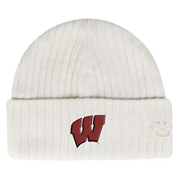 Men's Under Armour  Stone Wisconsin Badgers Sideline Halftime Shallow Cuffed Knit Hat