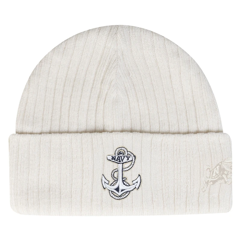 Men's Under Armour  Stone Navy Midshipmen Sideline Halftime Shallow Cuffed Knit Hat