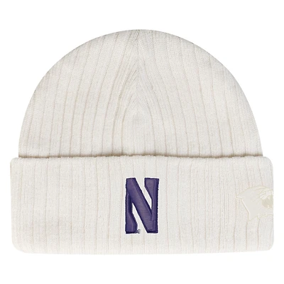Men's Under Armour  Stone Northwestern Wildcats Sideline Halftime Shallow Cuffed Knit Hat