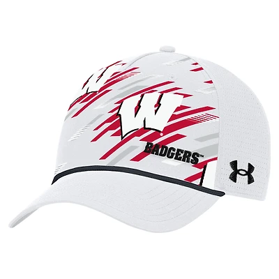 Men's Under Armour  White Wisconsin Badgers College Essentials Driver Rope Adjustable Hat