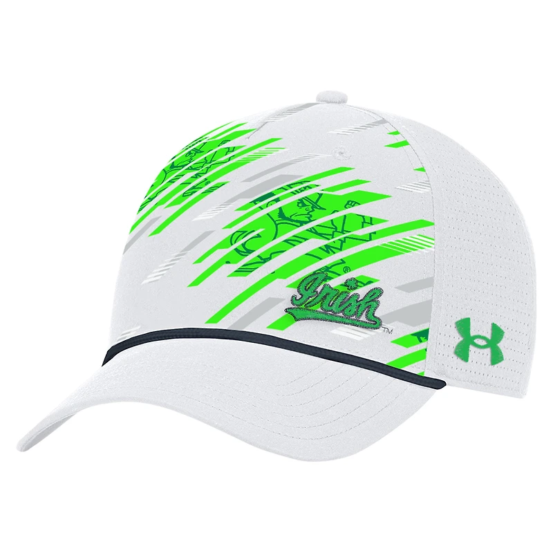 Men's Under Armour White Notre Dame Fighting Irish College Essentials Driver Rope Adjustable Hat