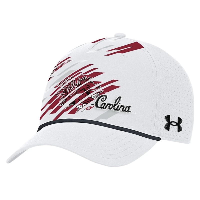 Men's Under Armour  White South Carolina Gamecocks College Essentials Driver Rope Iso-Chill Adjustable Hat