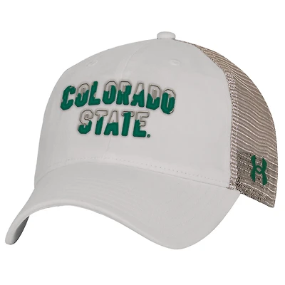 Men's Under Armour  Stone Colorado State Rams College Essentials Adjustable Trucker Hat