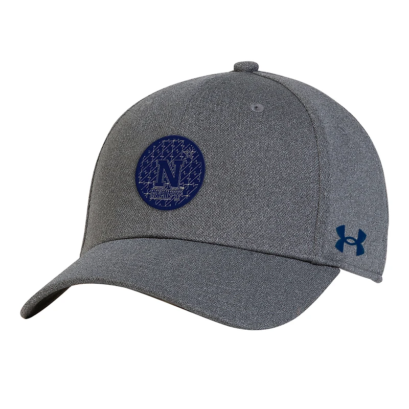 Men's Under Armour  Heather Gray Navy Midshipmen College Essentials 3.0 Blitzing Flex Hat