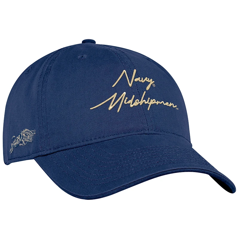 Men's Under Armour Navy Navy Midshipmen College Essentials Washed Cotton Blend Adjustable Hat