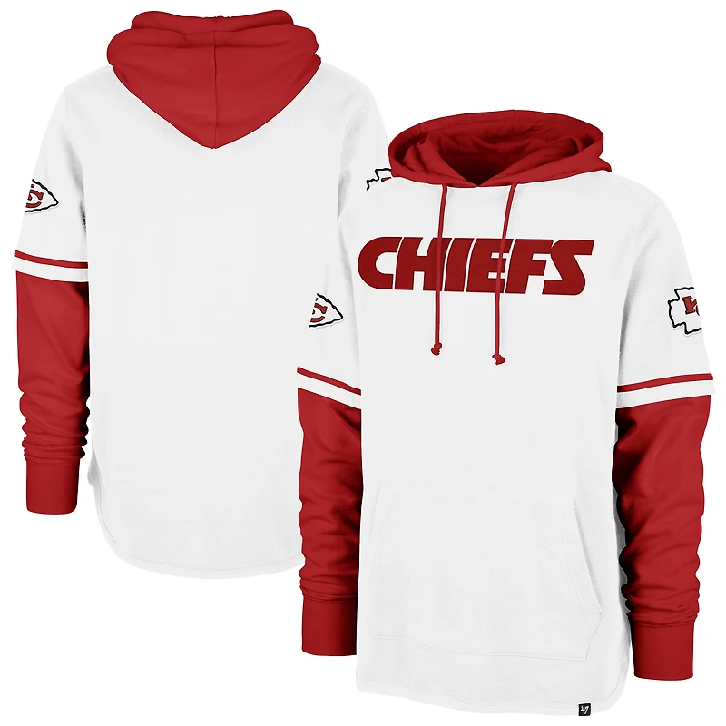 Men's '47 White Kansas City Chiefs Trifecta Shortstop Pullover Hoodie