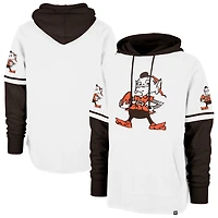 Men's '47  White Cleveland Browns Throwback Shortstop Pullover Hoodie
