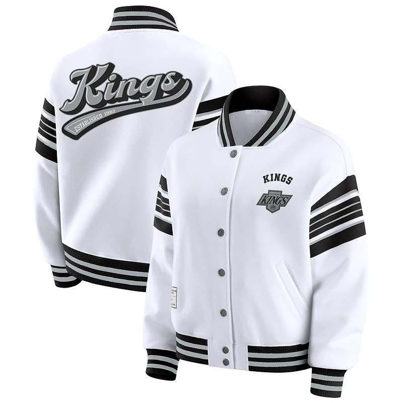 Women's WEAR by Erin Andrews White/Black Los Angeles Kings Full-Snap Fleece Sweatshirt Jacket
