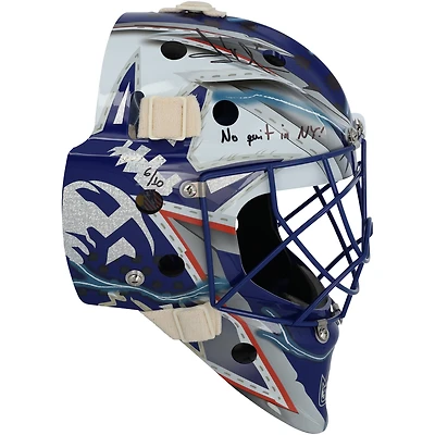Henrik Lundqvist New York Rangers Autographed Statue of Liberty Replica Goalie Mask with "No Quit in NY!" Inscription