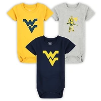 Infant Wes & Willy  West Virginia Mountaineers Three-Pack Bodysuit Set