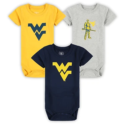 Infant Wes & Willy  West Virginia Mountaineers Three-Pack Bodysuit Set