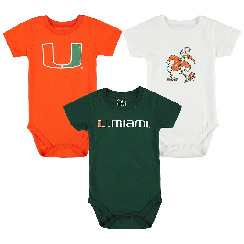Infant Wes & Willy  Miami Hurricanes Three-Pack Bodysuit Set