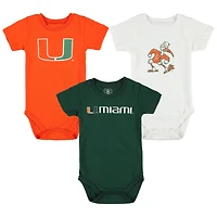 Infant Wes & Willy  Miami Hurricanes Three-Pack Bodysuit Set