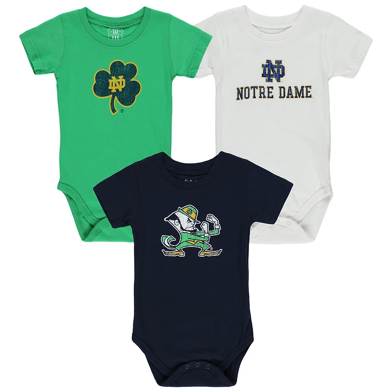Infant Wes & Willy  Notre Dame Fighting Irish Three-Pack Bodysuit Set