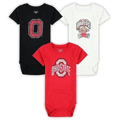 Infant Wes & Willy  Ohio State Buckeyes Three-Pack Bodysuit Set