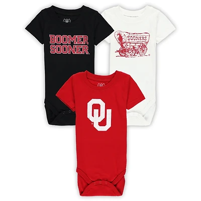 Infant Wes & Willy  Oklahoma Sooners Three-Pack Bodysuit Set