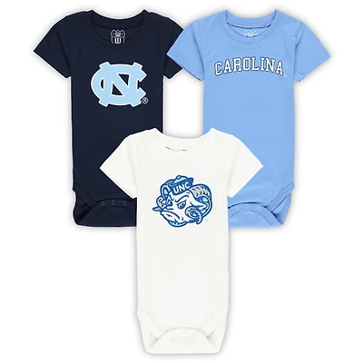 Infant Wes & Willy  North Carolina Tar Heels Three-Pack Bodysuit Set