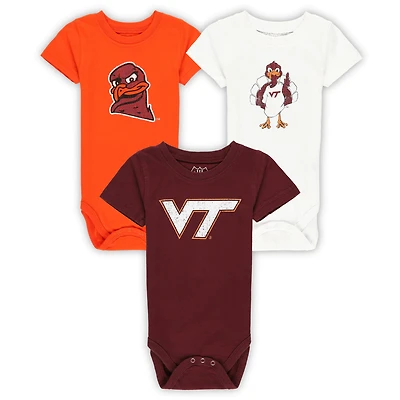 Infant Wes & Willy Virginia Tech Hokies Three-Pack Bodysuit Set