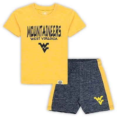Toddler Wes & Willy Gold/Navy West Virginia Mountaineers Cloudy Yarn T-Shirt Shorts Set
