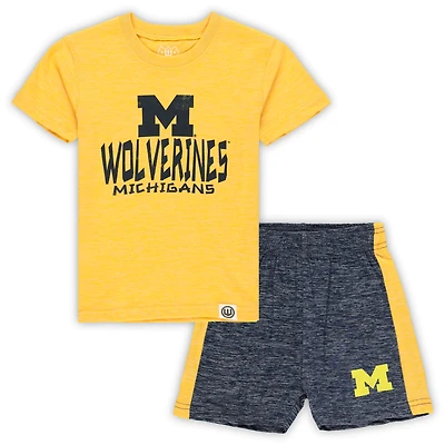 Toddler Wes & Willy Maize/Navy Michigan Wolverines Cloudy Yarn T-Shirt Shorts Set
