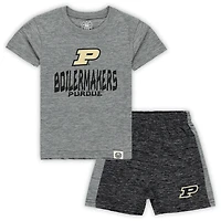 Toddler Wes & Willy Charcoal/Black Purdue Boilermakers Cloudy Yarn T-Shirt Shorts Set