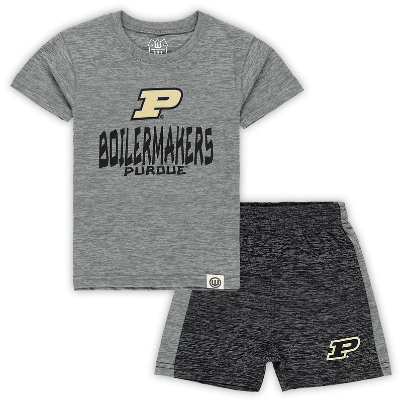 Toddler Wes & Willy Charcoal/Black Purdue Boilermakers Cloudy Yarn T-Shirt Shorts Set
