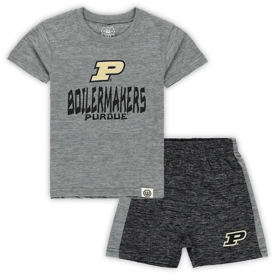 Toddler Wes & Willy Charcoal/Black Purdue Boilermakers Cloudy Yarn T-Shirt Shorts Set