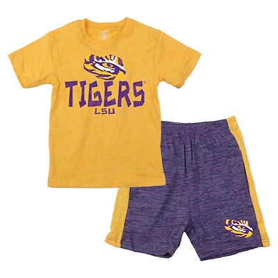 Toddler Wes & Willy LSU Tigers Cloudy Yarn T-Shirt Shorts Set