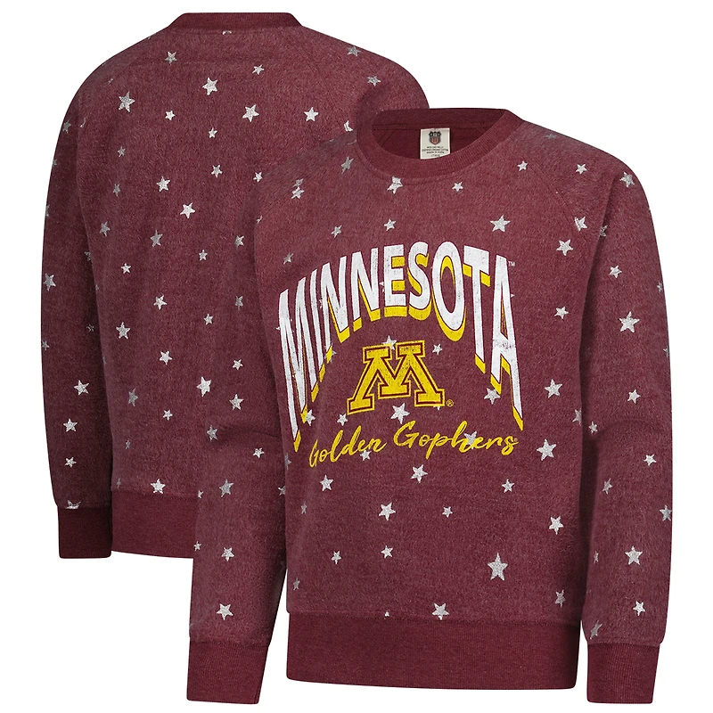 Girls Youth Wes & Willy  Maroon Minnesota Golden Gophers Shimmer Star Reverse Sweatshirt
