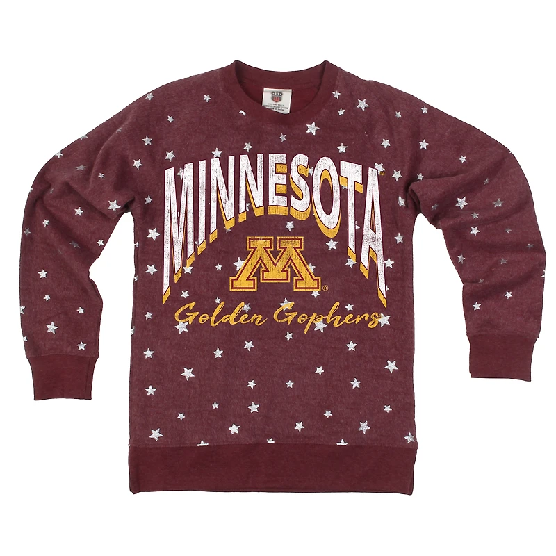 Girls Youth Wes & Willy  Maroon Minnesota Golden Gophers Shimmer Star Reverse Sweatshirt