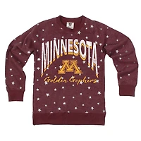 Girls Youth Wes & Willy  Maroon Minnesota Golden Gophers Shimmer Star Reverse Sweatshirt