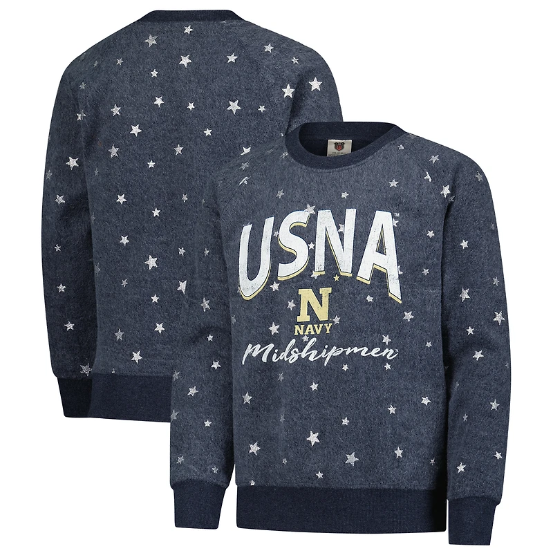 Girls Youth Wes & Willy Navy Midshipmen Shimmer Star Reverse Sweatshirt