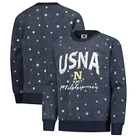 Girls Youth Wes & Willy  Navy Midshipmen Shimmer Star Reverse Sweatshirt
