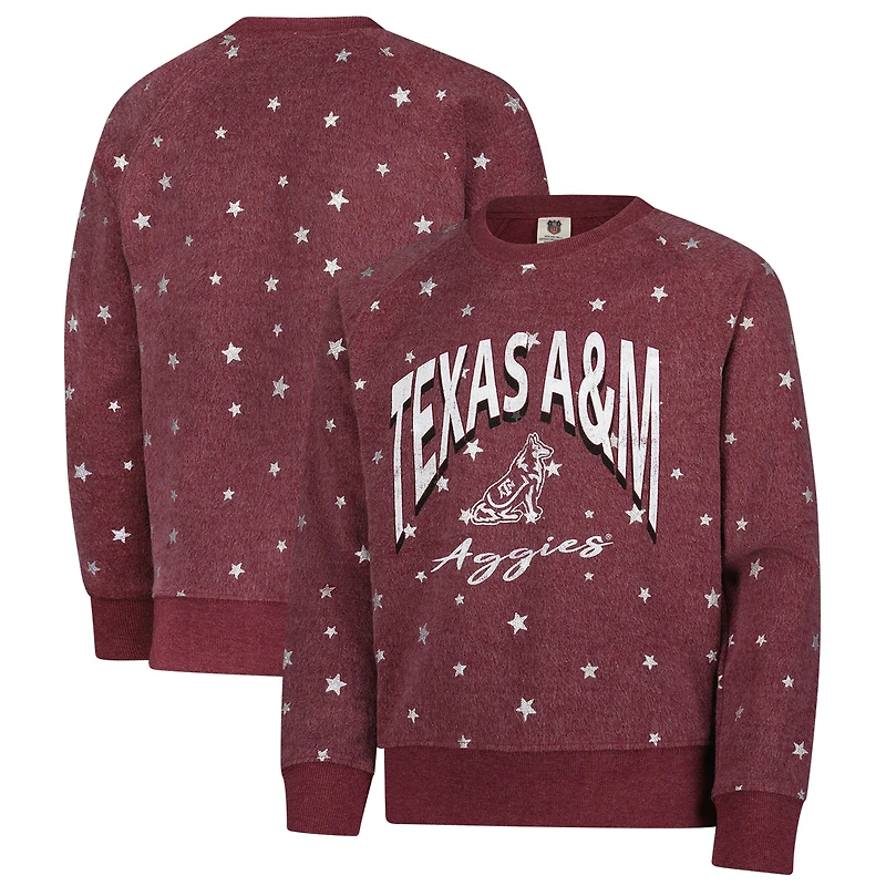 Girls Youth Wes & Willy  Maroon Texas A&M Aggies Shimmer Star Reverse Sweatshirt