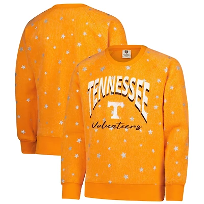 Girls Youth Wes & Willy  Tennessee Orange Volunteers Shimmer Star Reverse Sweatshirt