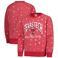 Girls Youth Wes & Willy  Red Texas Tech Raiders Shimmer Star Reverse Sweatshirt