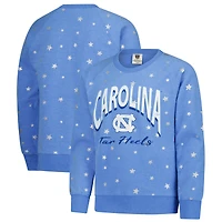 Girls Youth Wes & Willy  Light Blue North Carolina Tar Heels Shimmer Star Reverse Sweatshirt