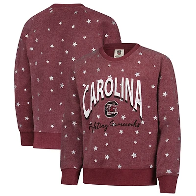 Girls Youth Wes & Willy  Garnet South Carolina Gamecocks Shimmer Star Reverse Sweatshirt
