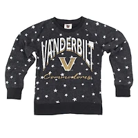 Girls Youth Wes & Willy  Black Vanderbilt Commodores Shimmer Star Reverse Sweatshirt