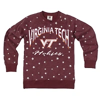 Girls Youth Wes & Willy  Maroon Virginia Tech Hokies Shimmer Star Reverse Sweatshirt