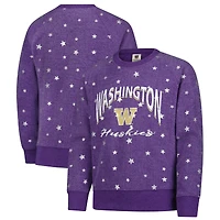 Girls Youth Wes & Willy  Purple Washington Huskies Shimmer Star Reverse Sweatshirt