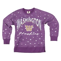 Girls Youth Wes & Willy  Purple Washington Huskies Shimmer Star Reverse Sweatshirt