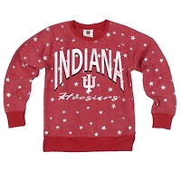 Girls Youth Wes & Willy  Crimson Indiana Hoosiers Shimmer Star Reverse Sweatshirt