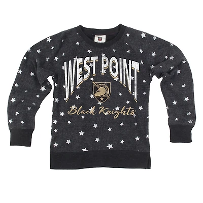 Girls Youth Wes & Willy  Black Army Knights Shimmer Star Reverse Sweatshirt