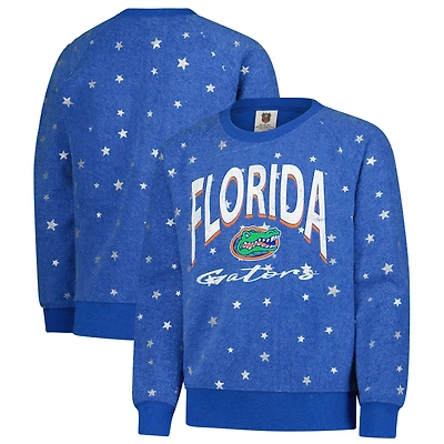 Girls Youth Wes & Willy  Royal Florida Gators Shimmer Star Reverse Sweatshirt