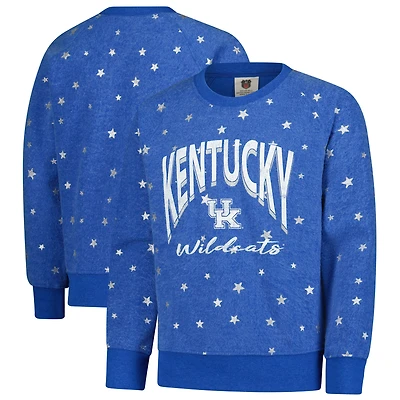 Girls Youth Wes & Willy  Royal Kentucky Wildcats Shimmer Star Reverse Fleece Pullover Sweatshirt