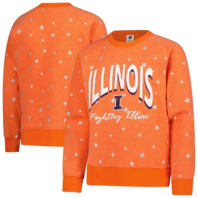 Girls Youth Wes & Willy  Orange Illinois Fighting Illini Shimmer Star Reverse Sweatshirt