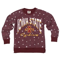 Girls Youth Wes & Willy  Cardinal Iowa State Cyclones Shimmer Star Reverse Sweatshirt