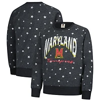 Girls Youth Wes & Willy  Black Maryland Terrapins Shimmer Star Reverse Sweatshirt