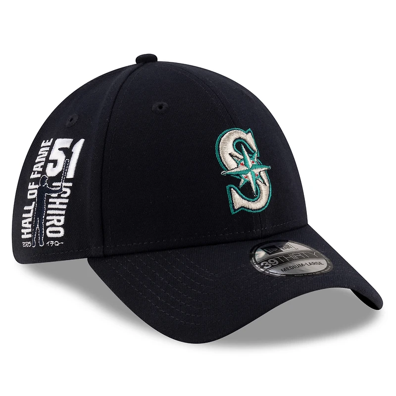 Men's  New Era Ichiro Suzuki Navy Seattle Mariners 2025 Baseball Hall of Fame Side Patch 39THIRTY Flex Hat